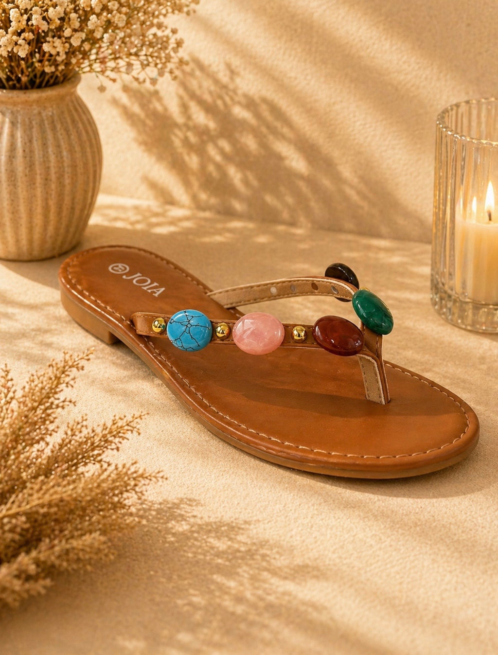 Gemstone Flat Flip-Flop Sandals