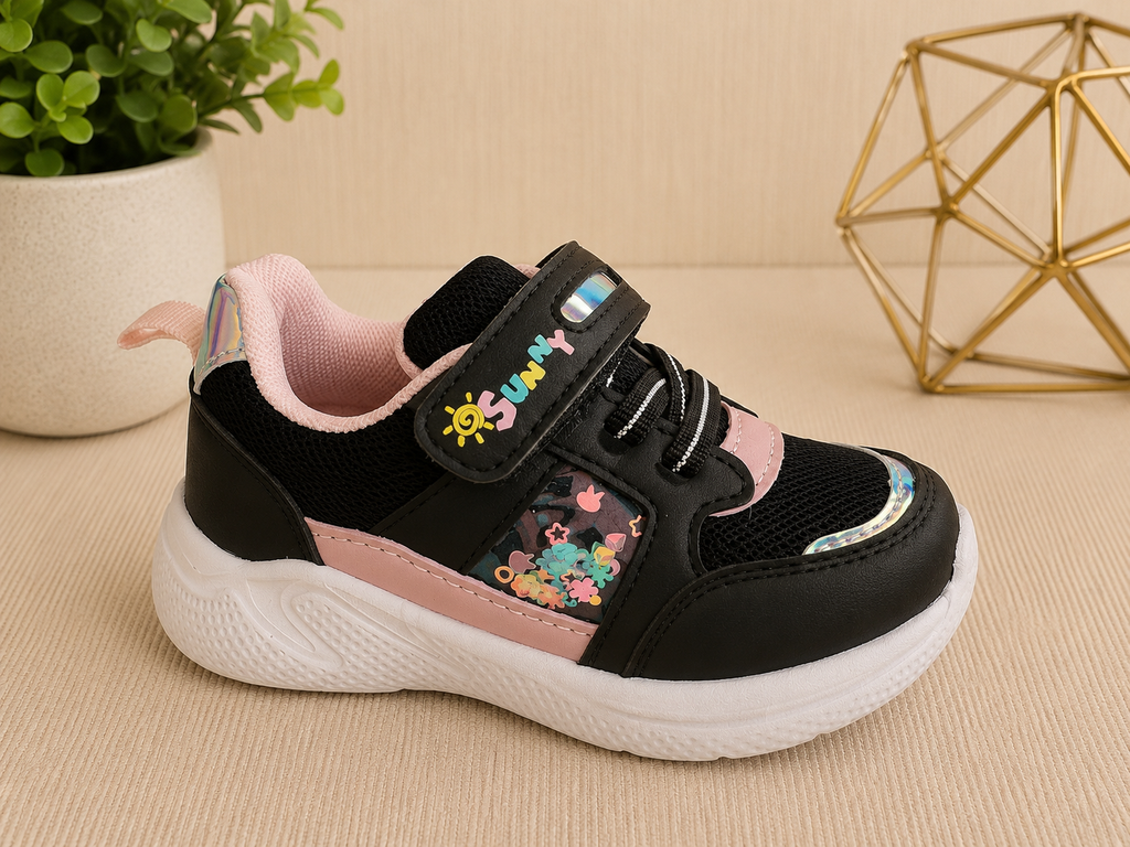 Black and pink girls trainers