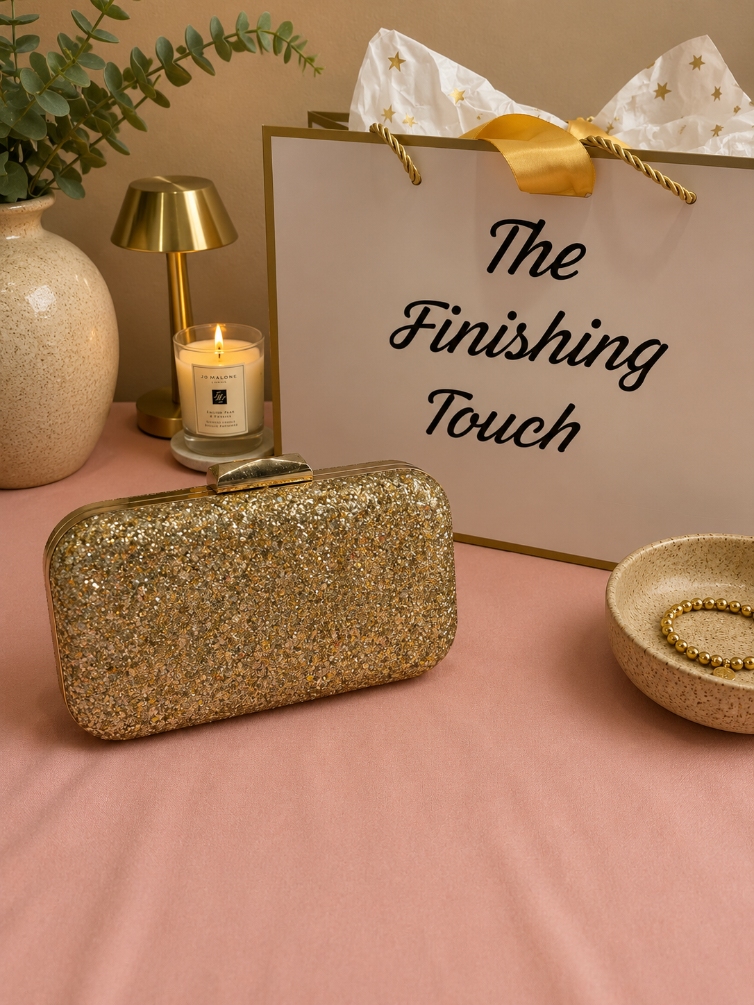 Glitter clutch bag