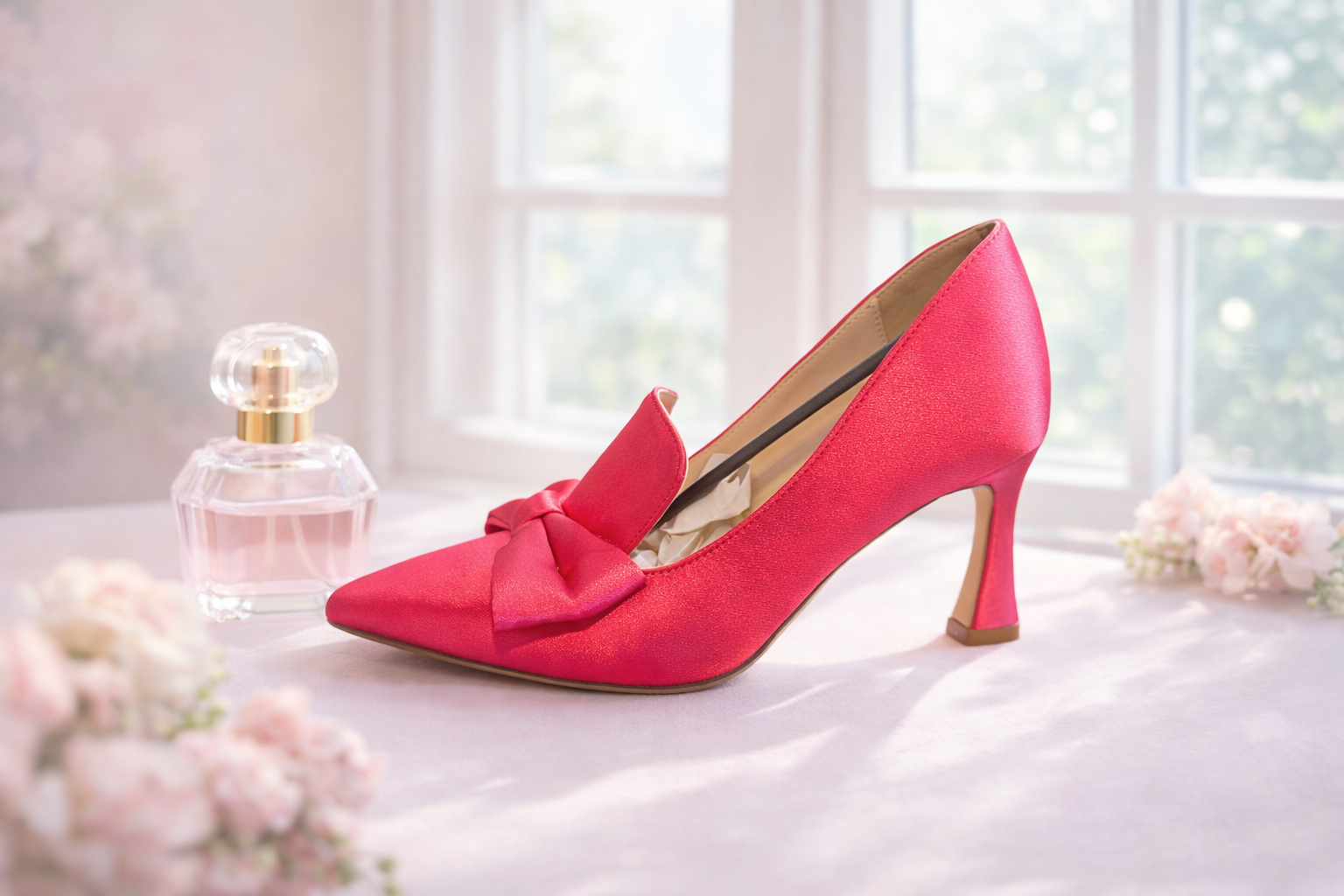 Bow detail satin high heel