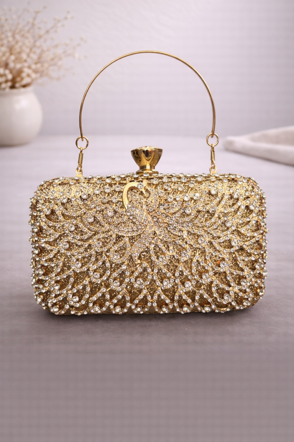 Golden Swan Crystal Clutch