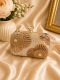 Gold sequin clutch