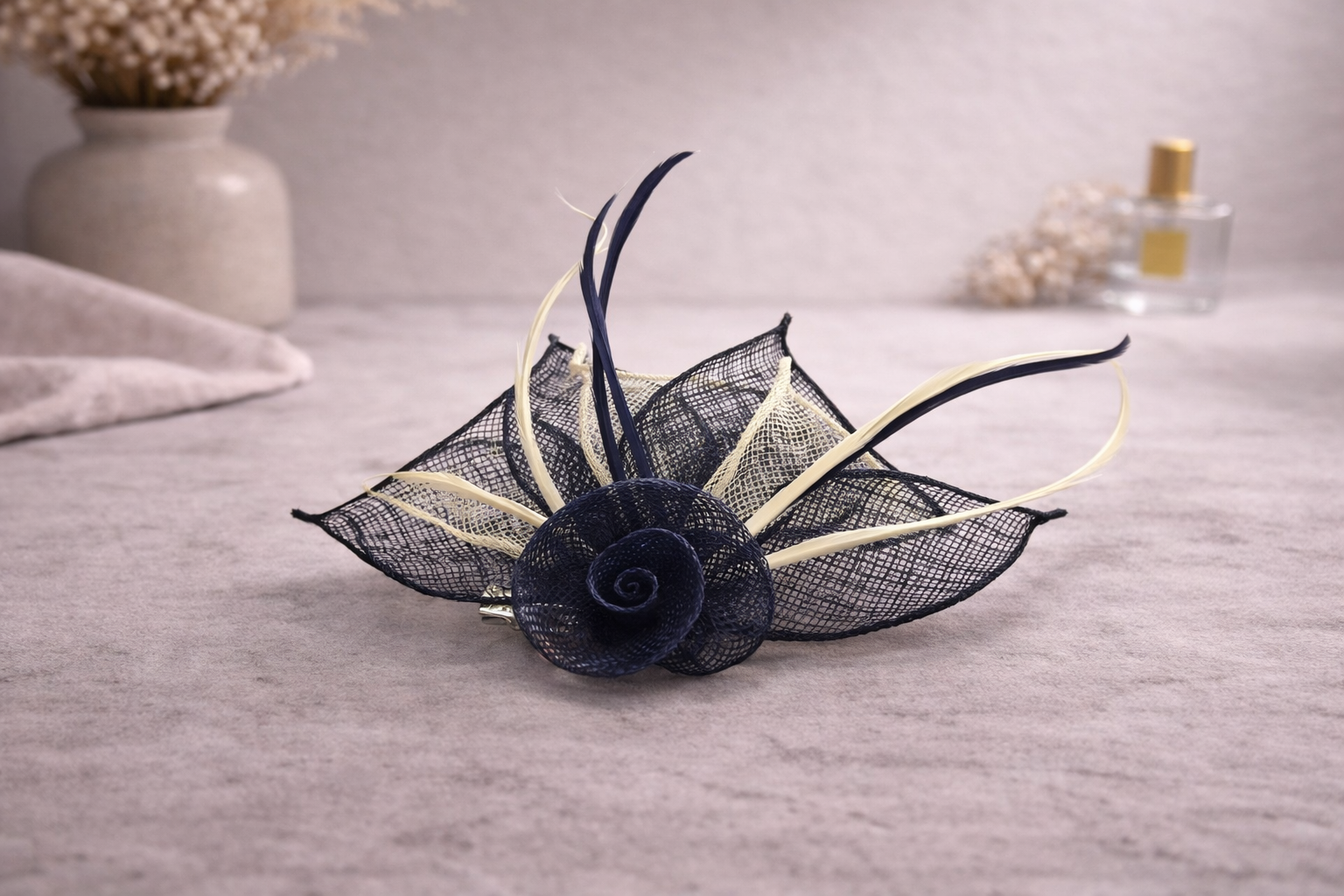 Rose clip in fascinator