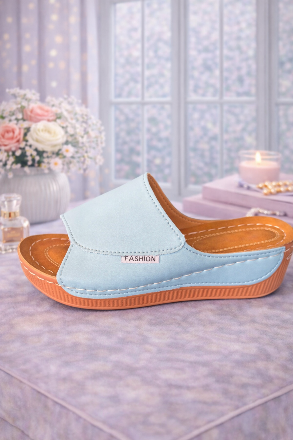 Platform slide on sandal