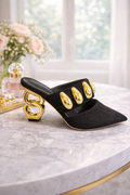 black fancy low heel