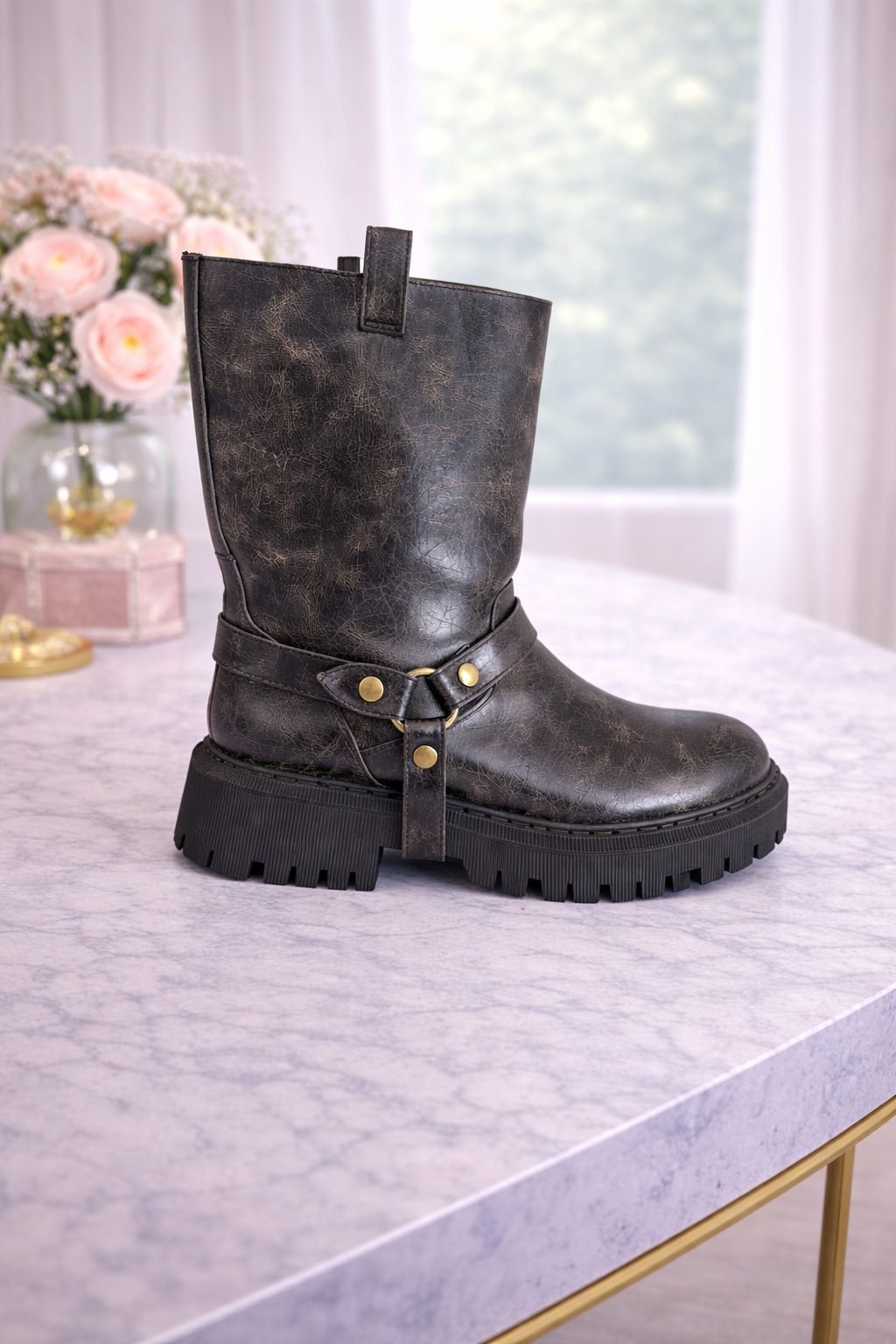 Flat Biker Boots