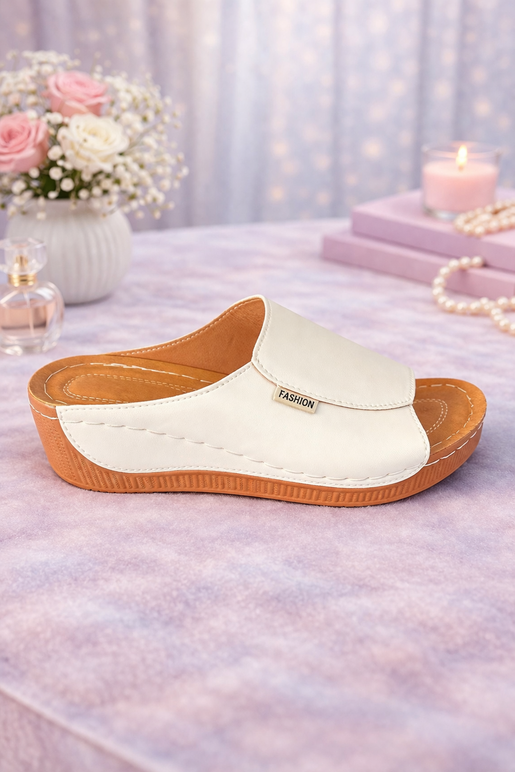 Platform slide on sandal