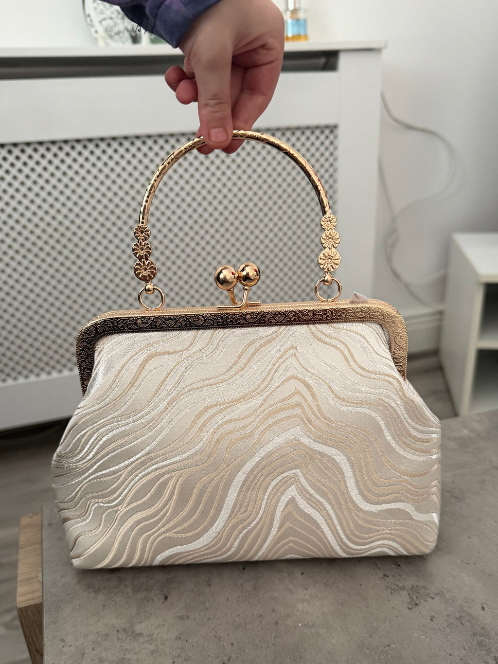 Ivory Silk Evening Handbag