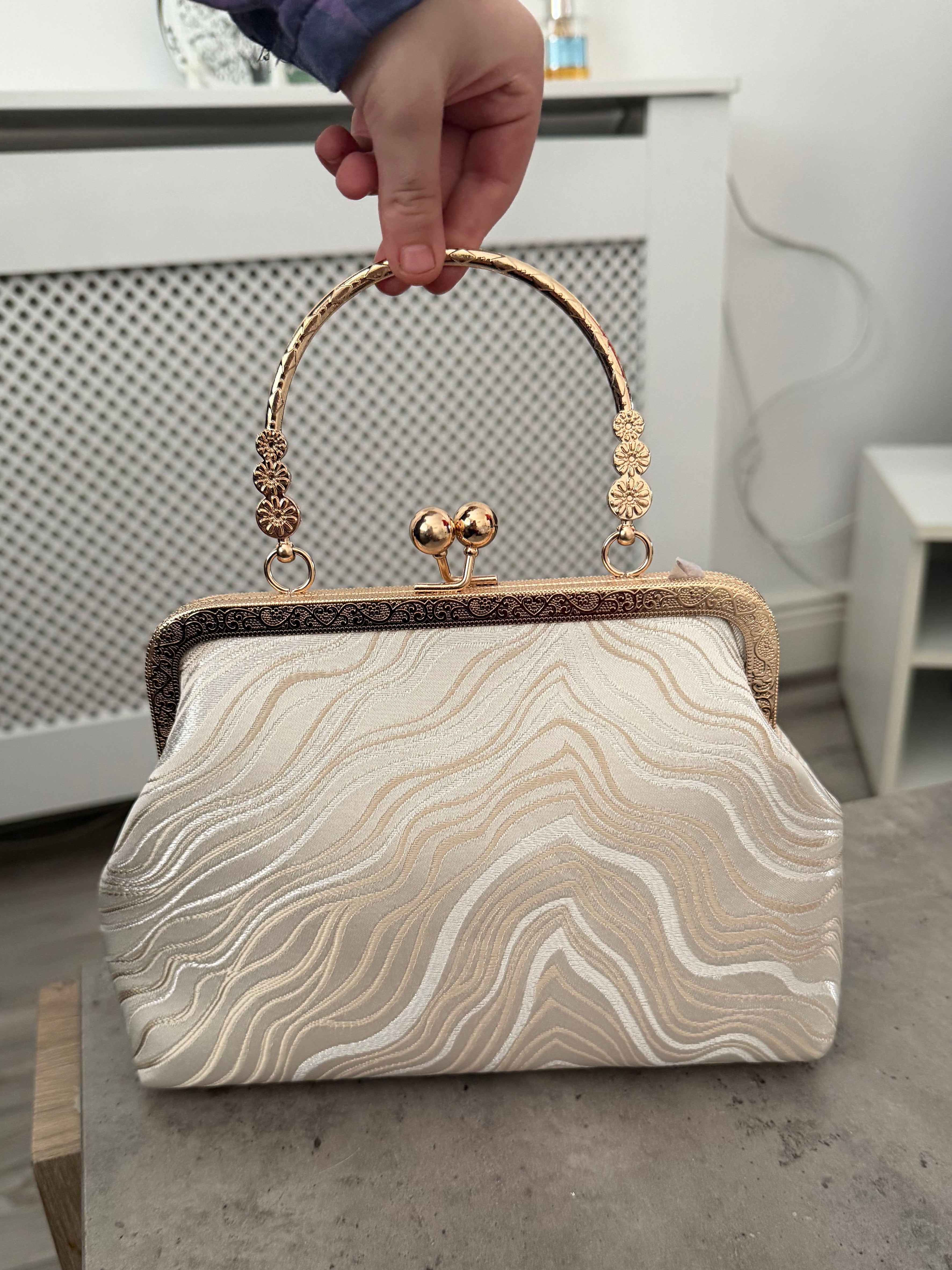 Ivory Silk Evening Handbag
