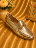 Gold women’s loafers