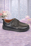 Leather velcro slip on shoe