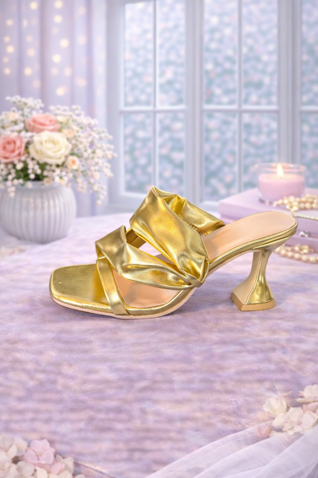 Slip on strappy high heel sandal