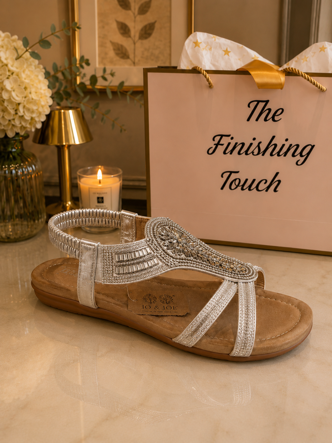 Metallic diamanté sandals