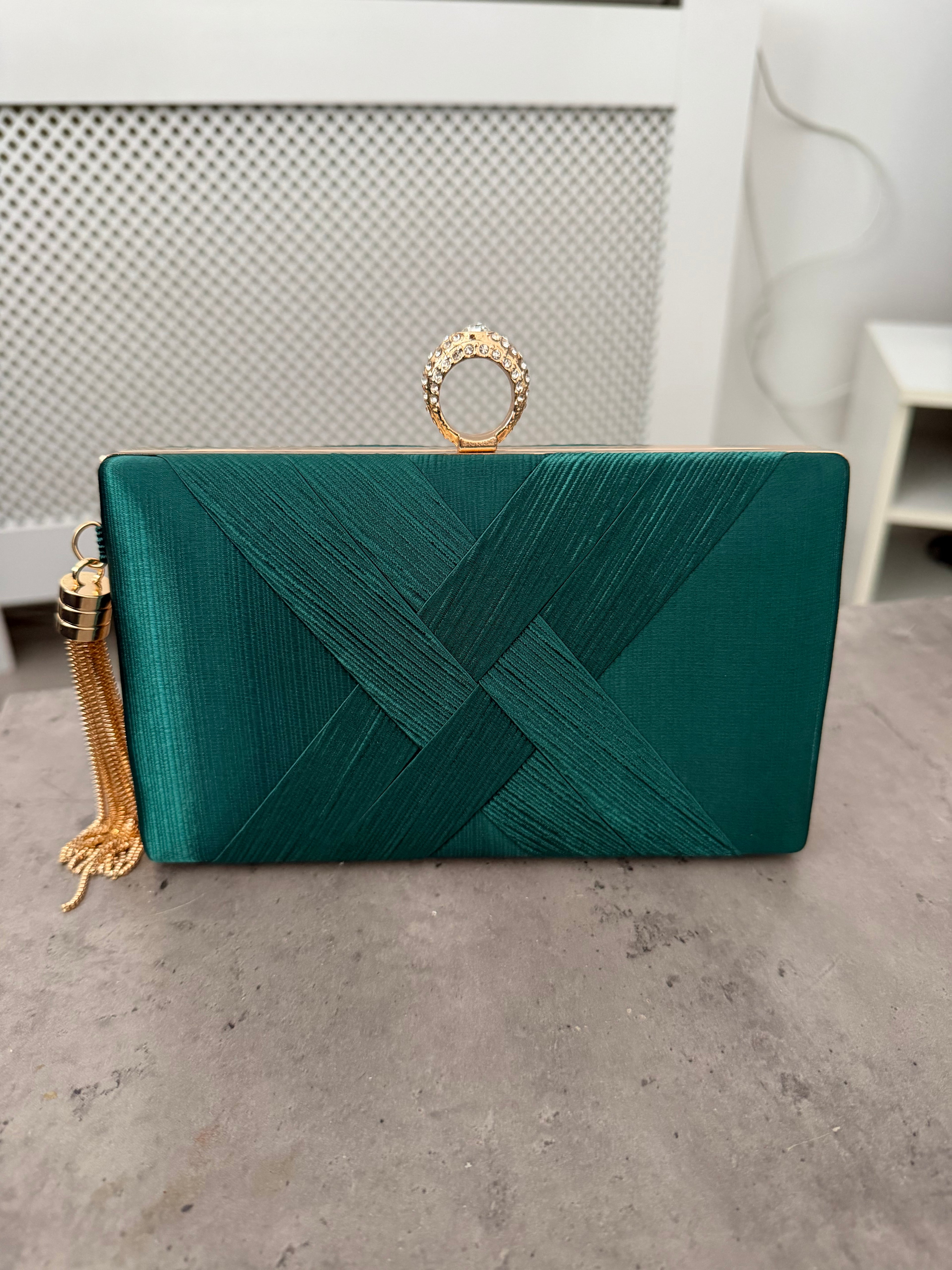 Elegant Clutch Handbag with Ring Clasp