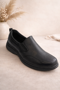 mens black slip on leather shoes