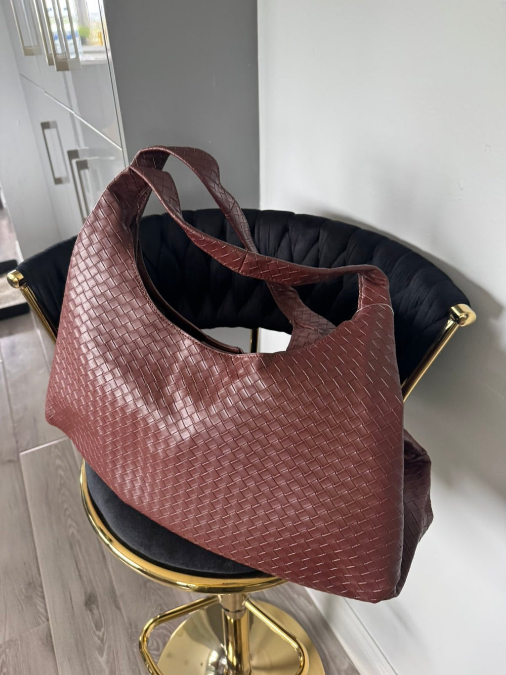 Woven detail shoulder bag