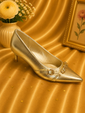 Gold buckle detail kitten heel