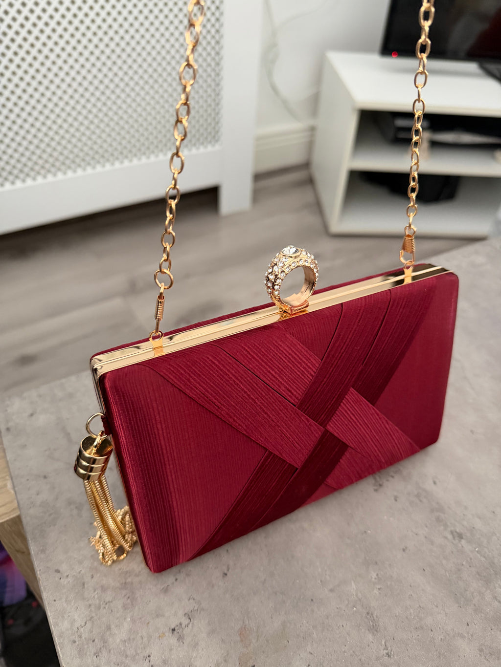 Elegant Clutch Handbag with Ring Clasp