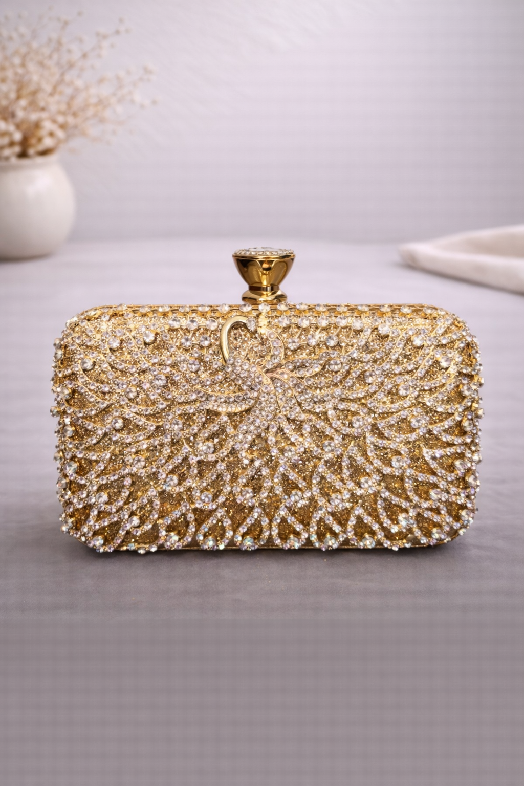 Golden Swan Crystal Clutch