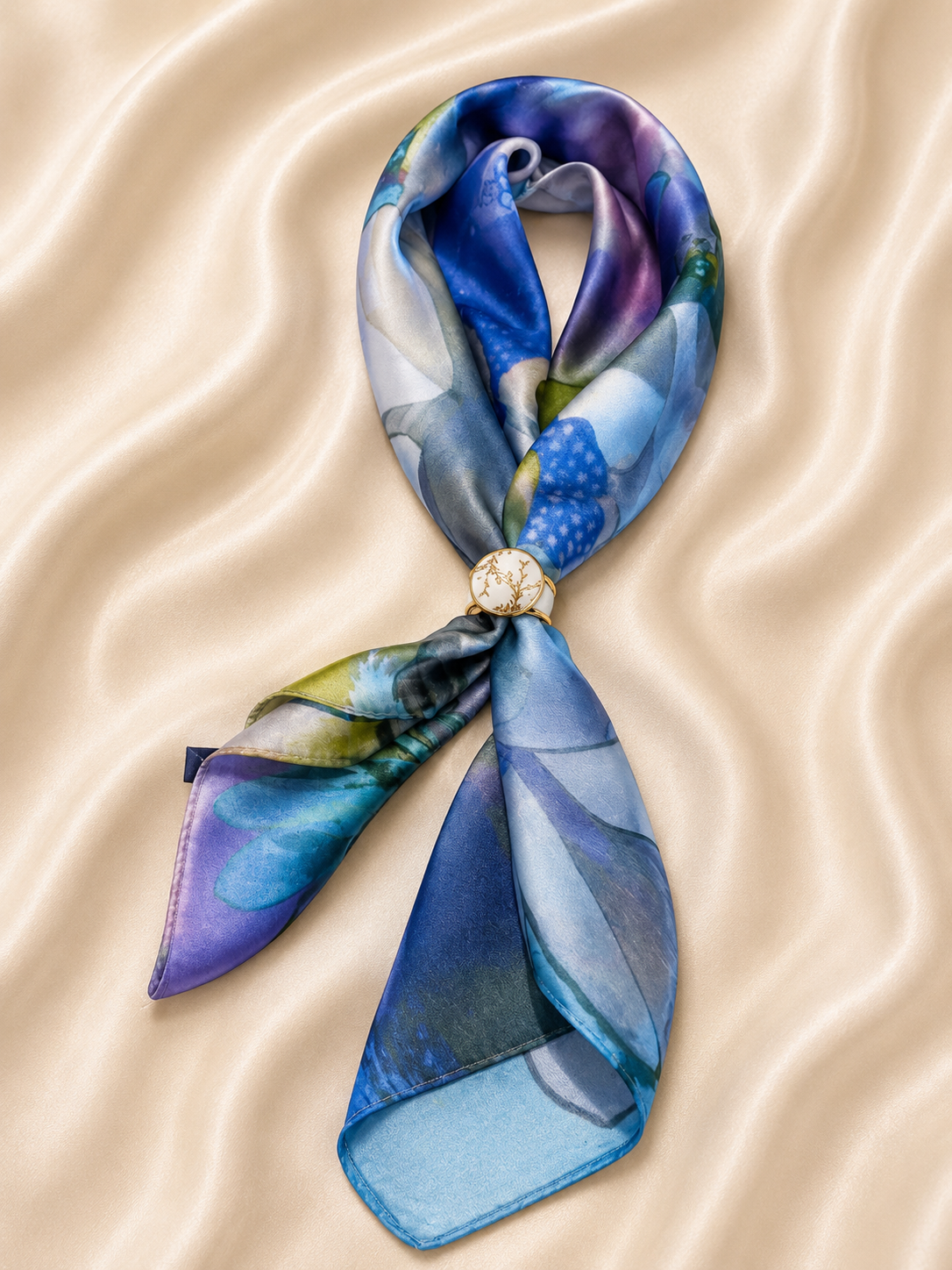 Midnight Bloom Satin Scarf