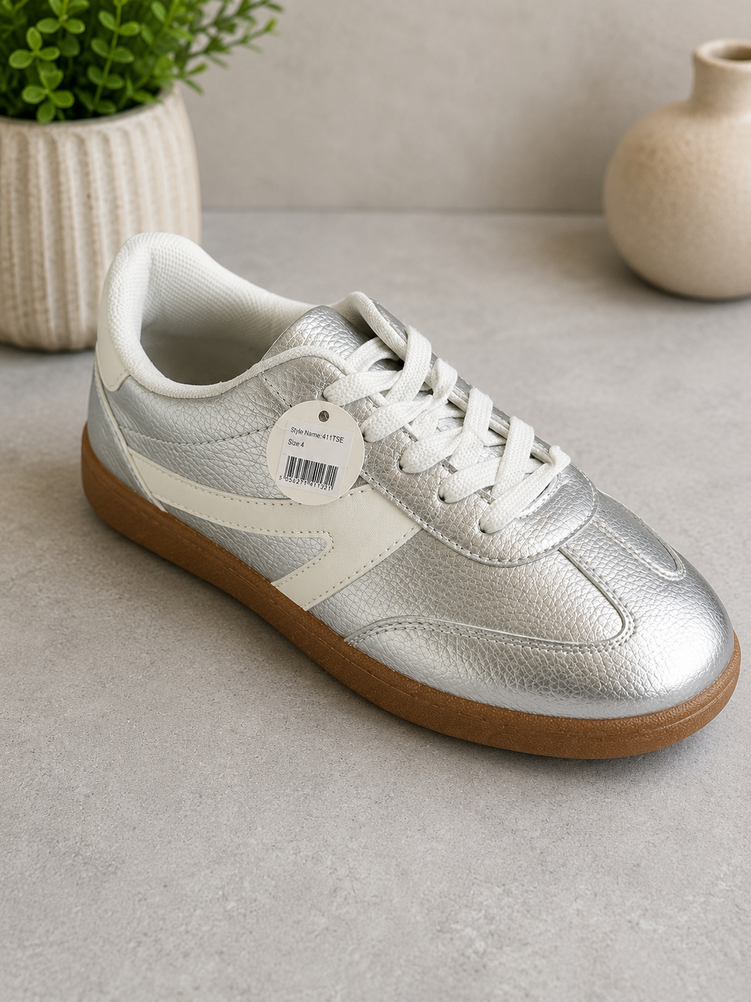 Lightweight Silver Trainers