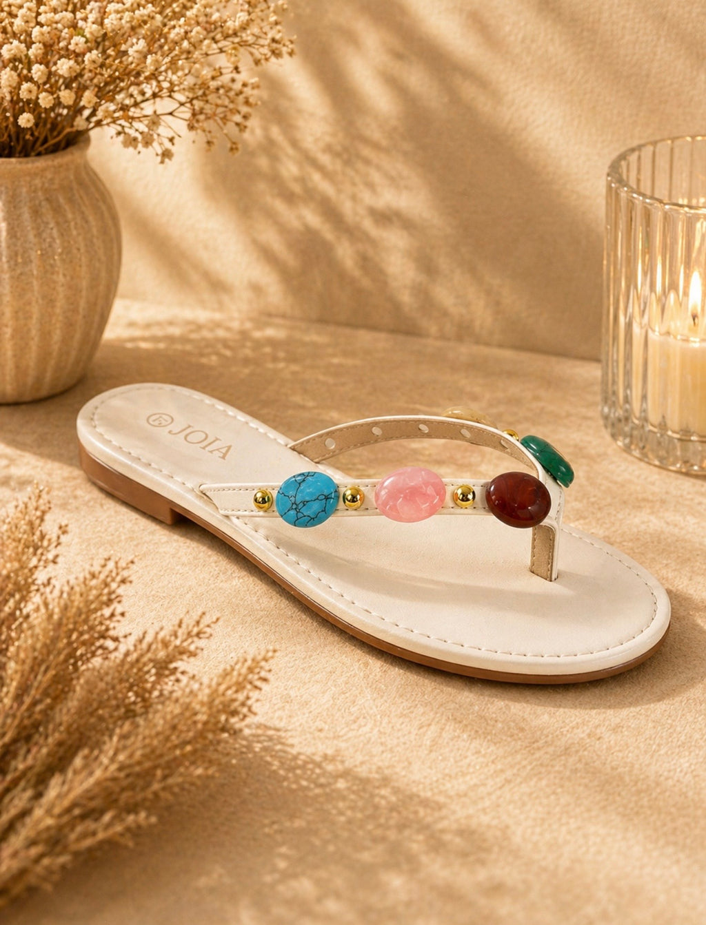 Gemstone Flat Flip-Flop Sandals