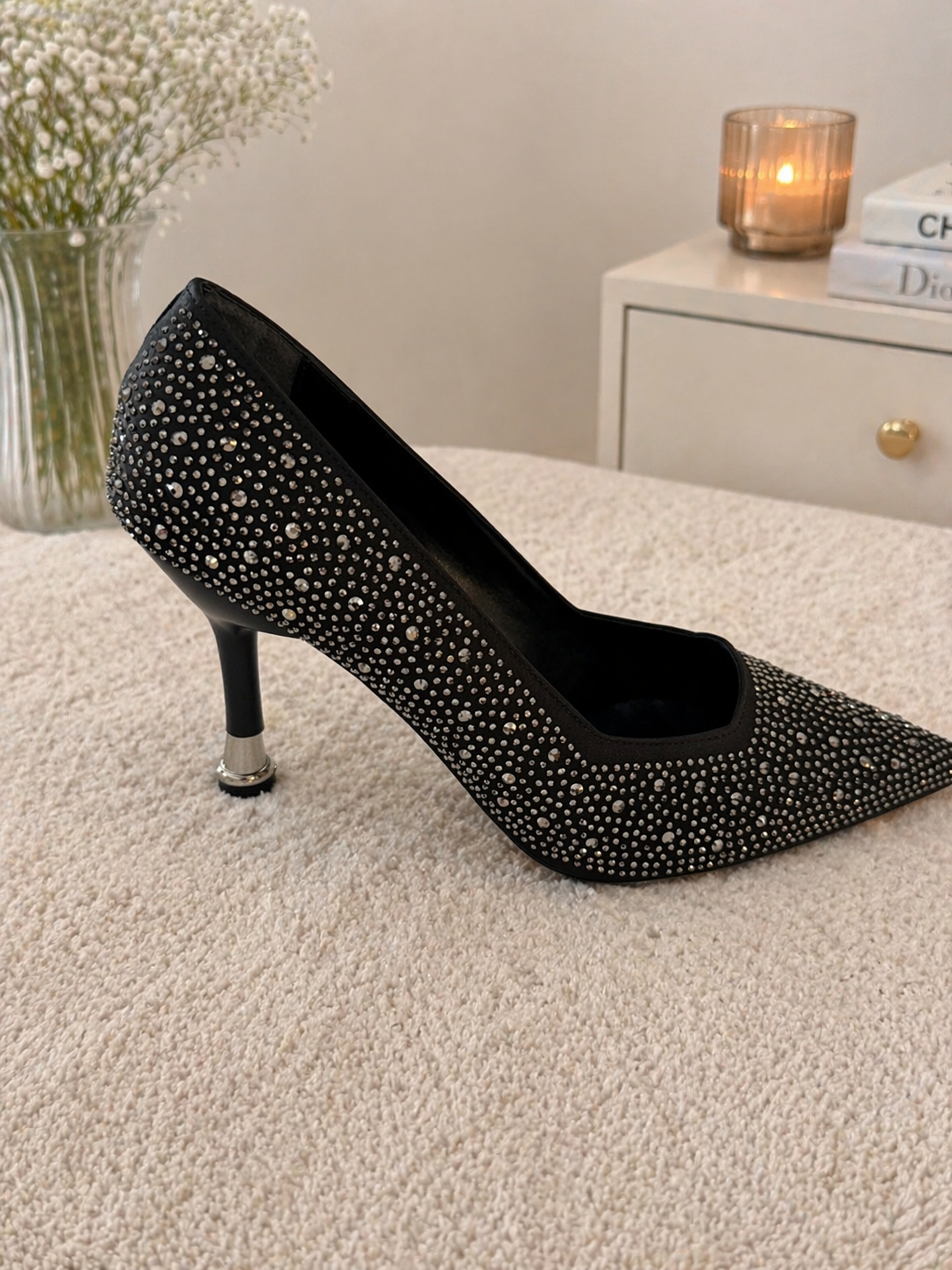 Diamanté Embellished Pointed High Heel