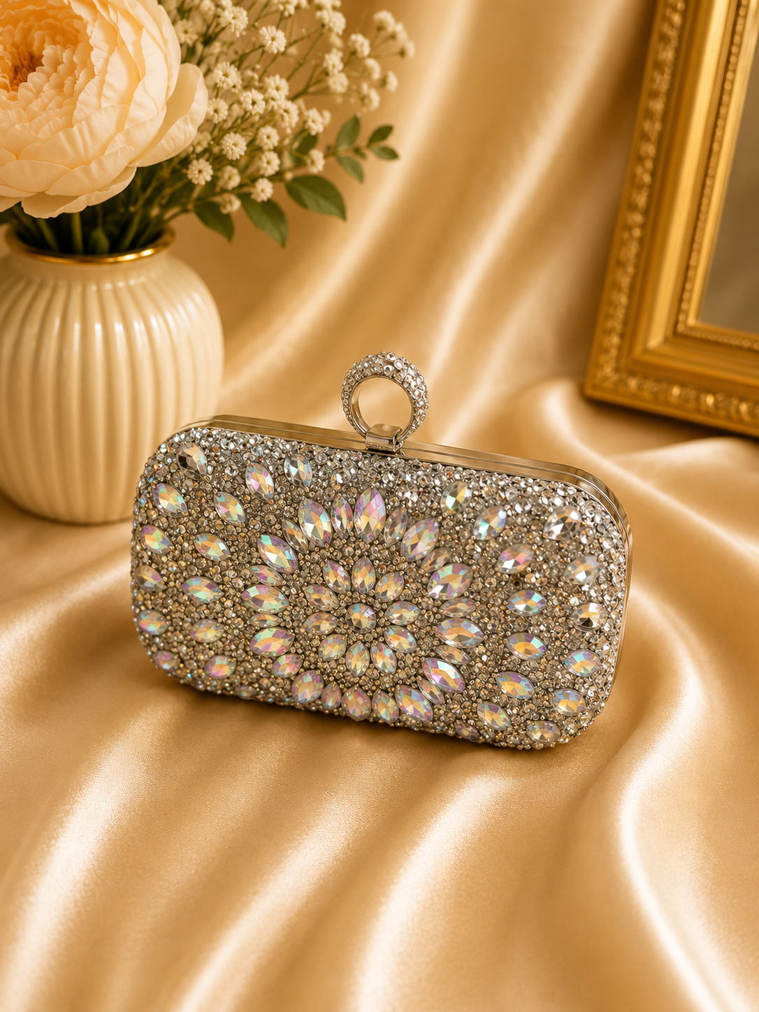Silver Rhinestone Clutch