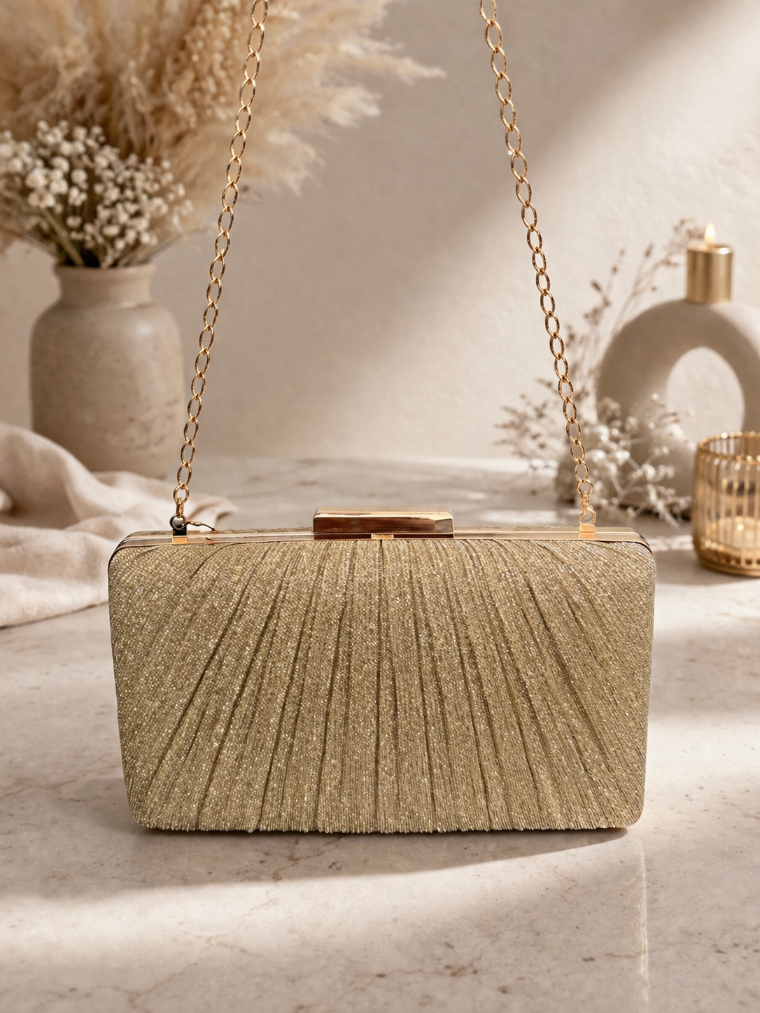 Gold Shimmer Clutch Bag