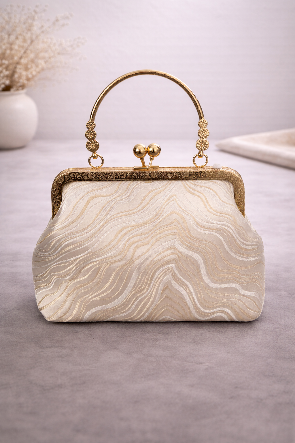 Ivory Silk Evening Handbag