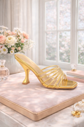 Gold straps slip on mule