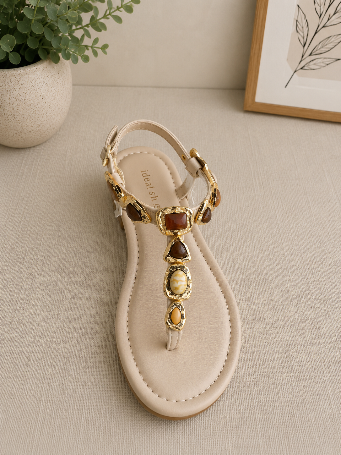 Gem embellished thong sandal