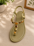 Gem embellished thong sandal