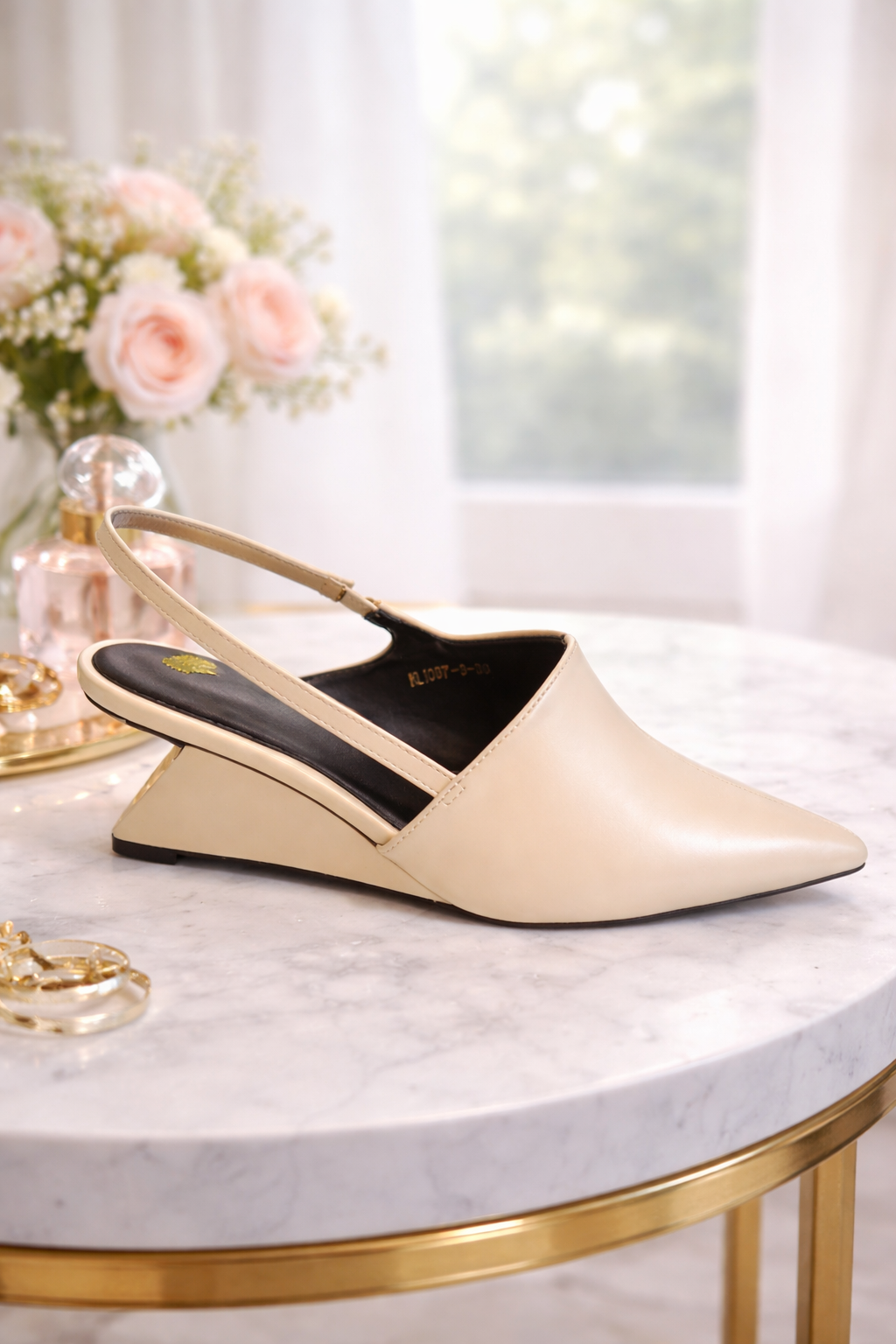 slingback wedge heeled shoe
