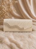 Ivory rhinestone satin clutch