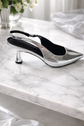 Metallic slingback heel