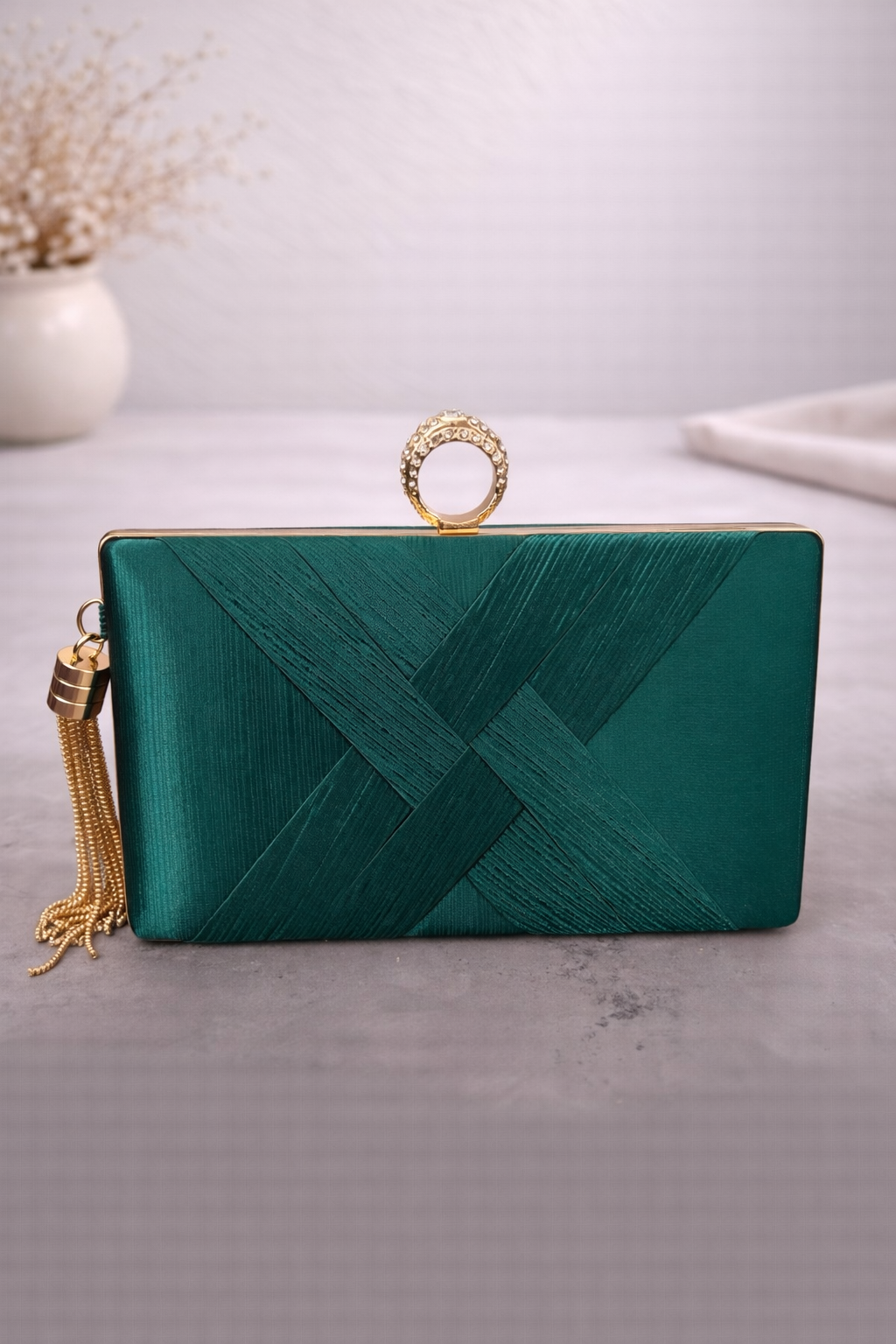 Elegant Clutch Handbag with Ring Clasp