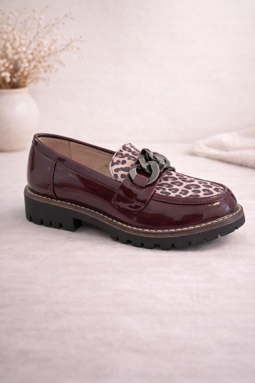 Chunky Sole Chain Detail Loafers