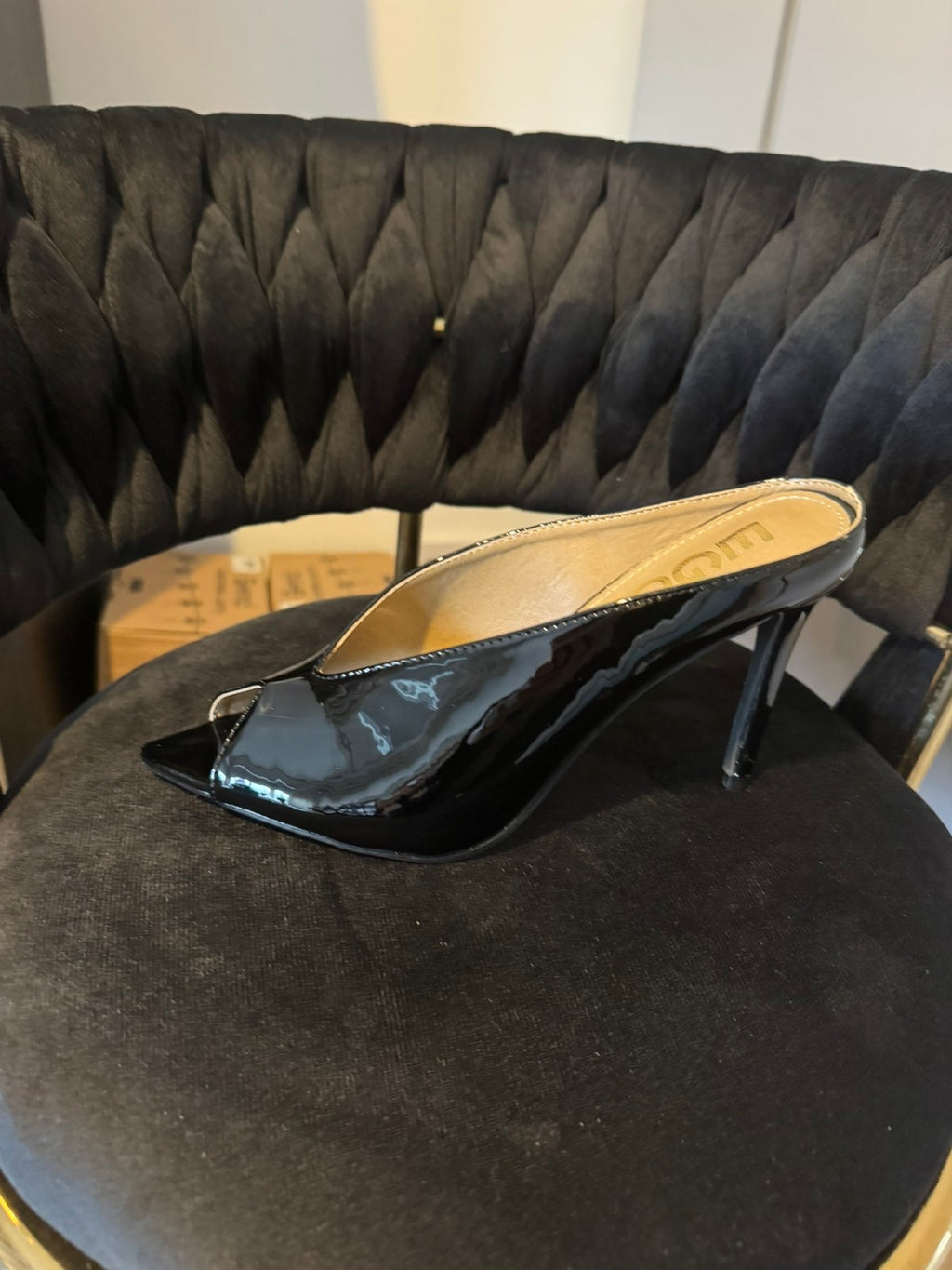 Open toe high heel mule