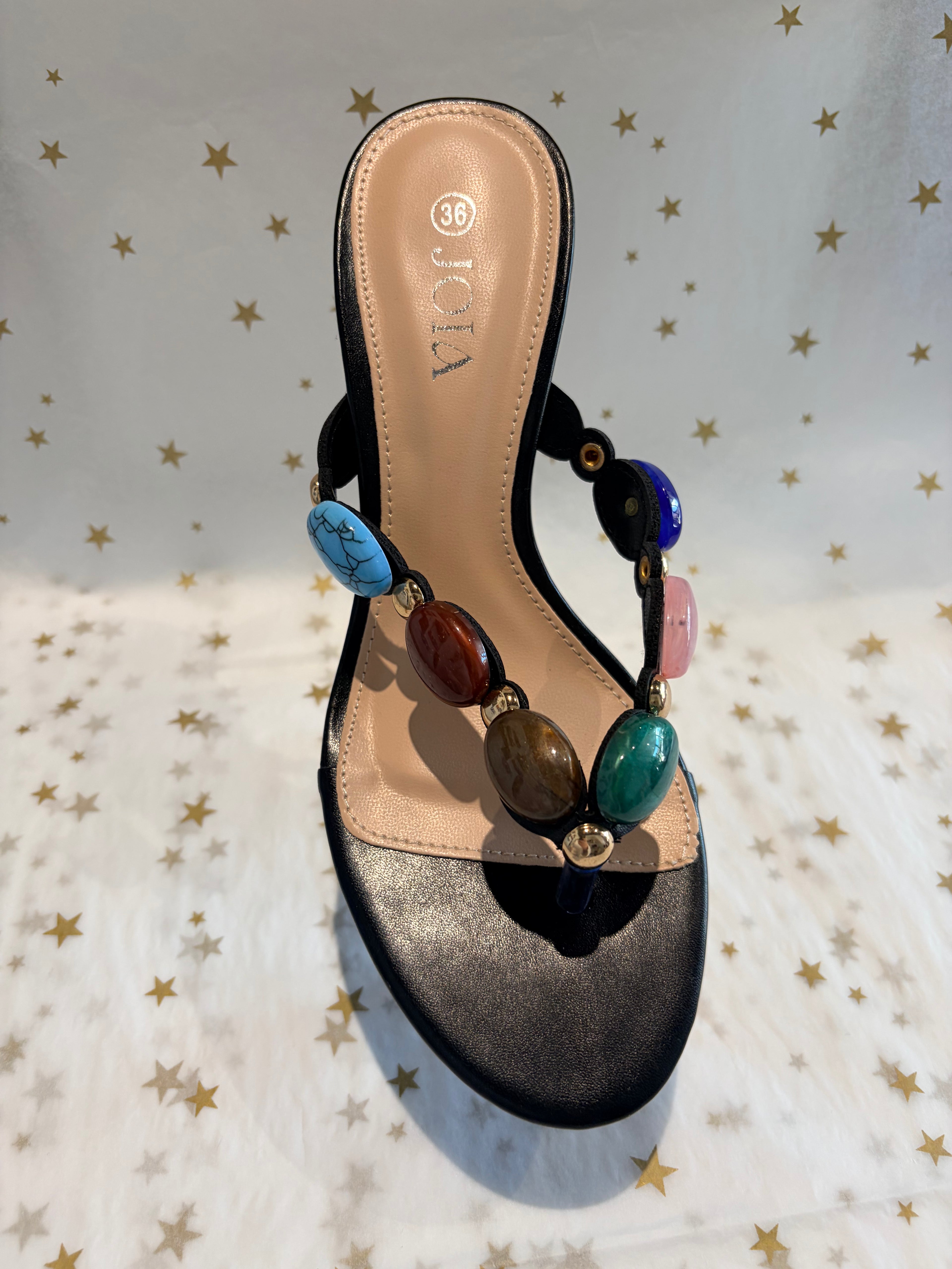 Black gem kitten heel