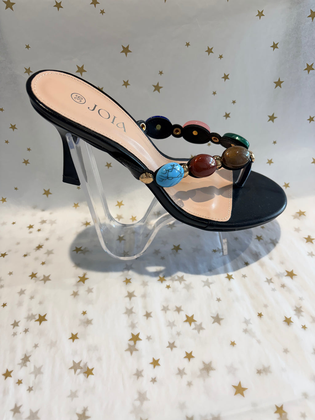 Black gem kitten heel