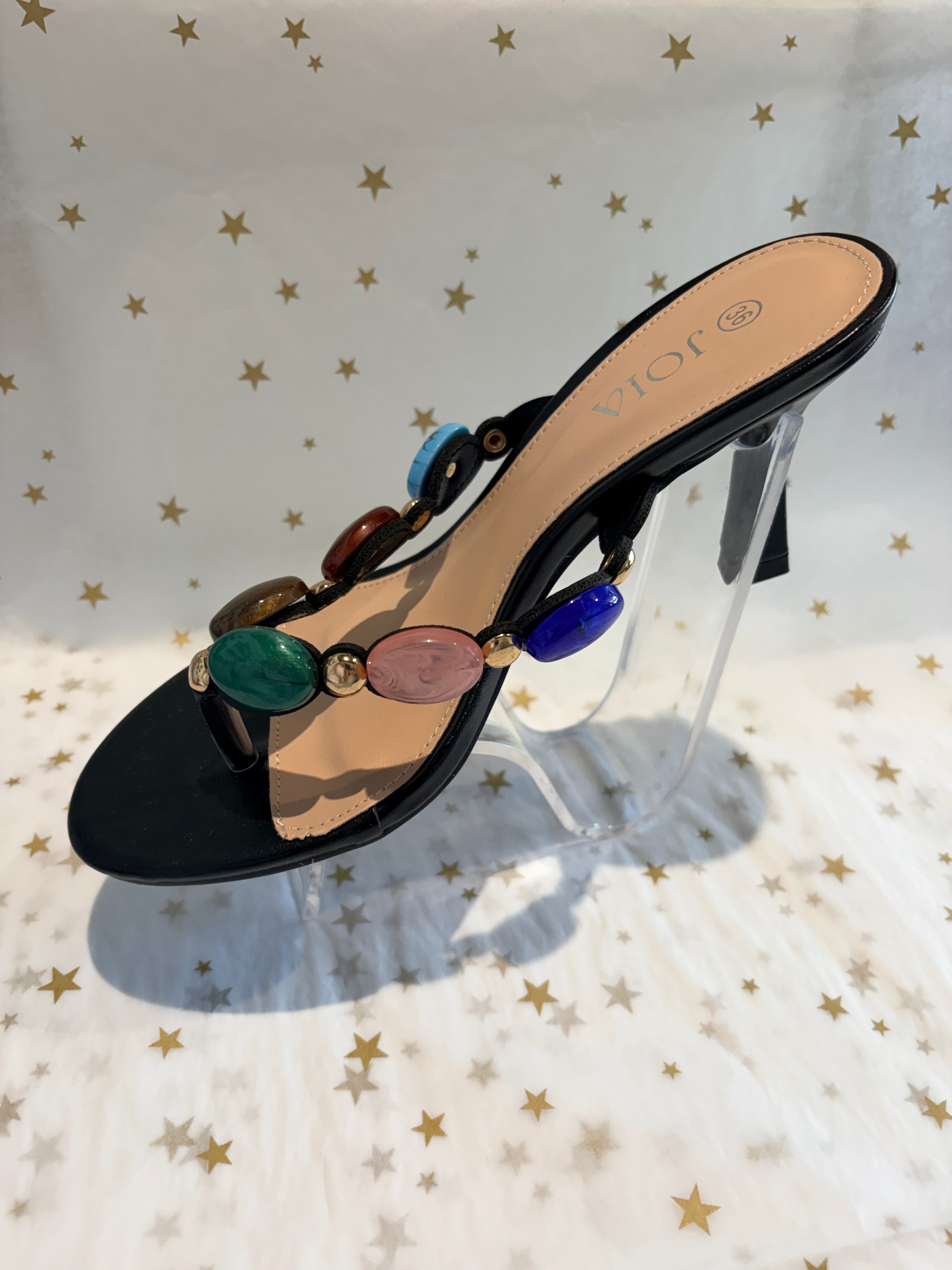 Black gem kitten heel
