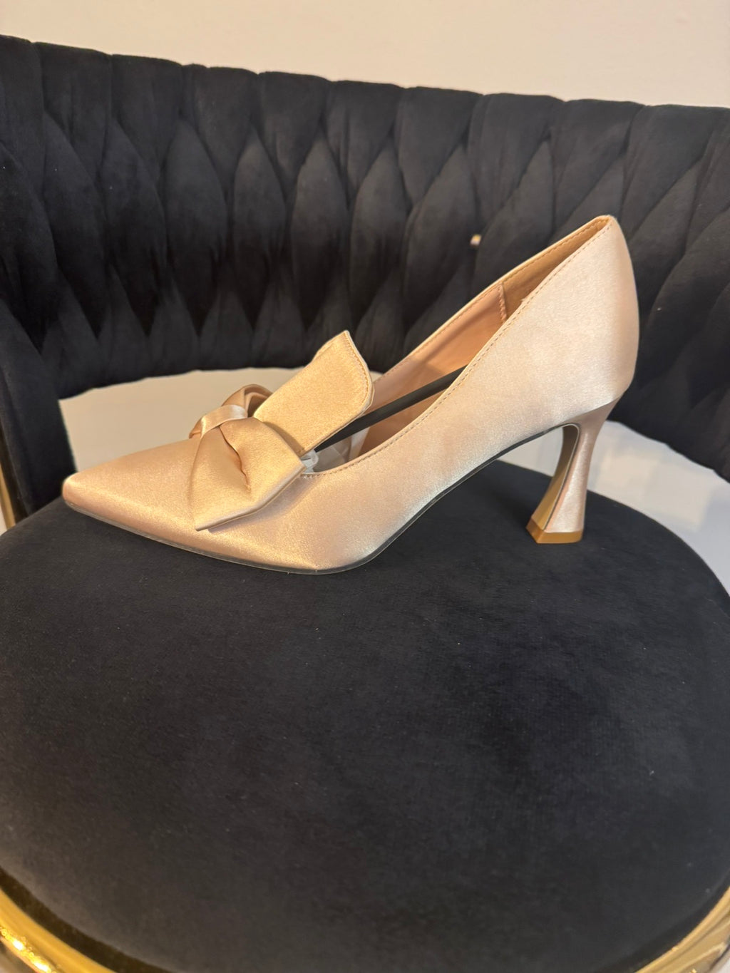 Bow detail satin high heel