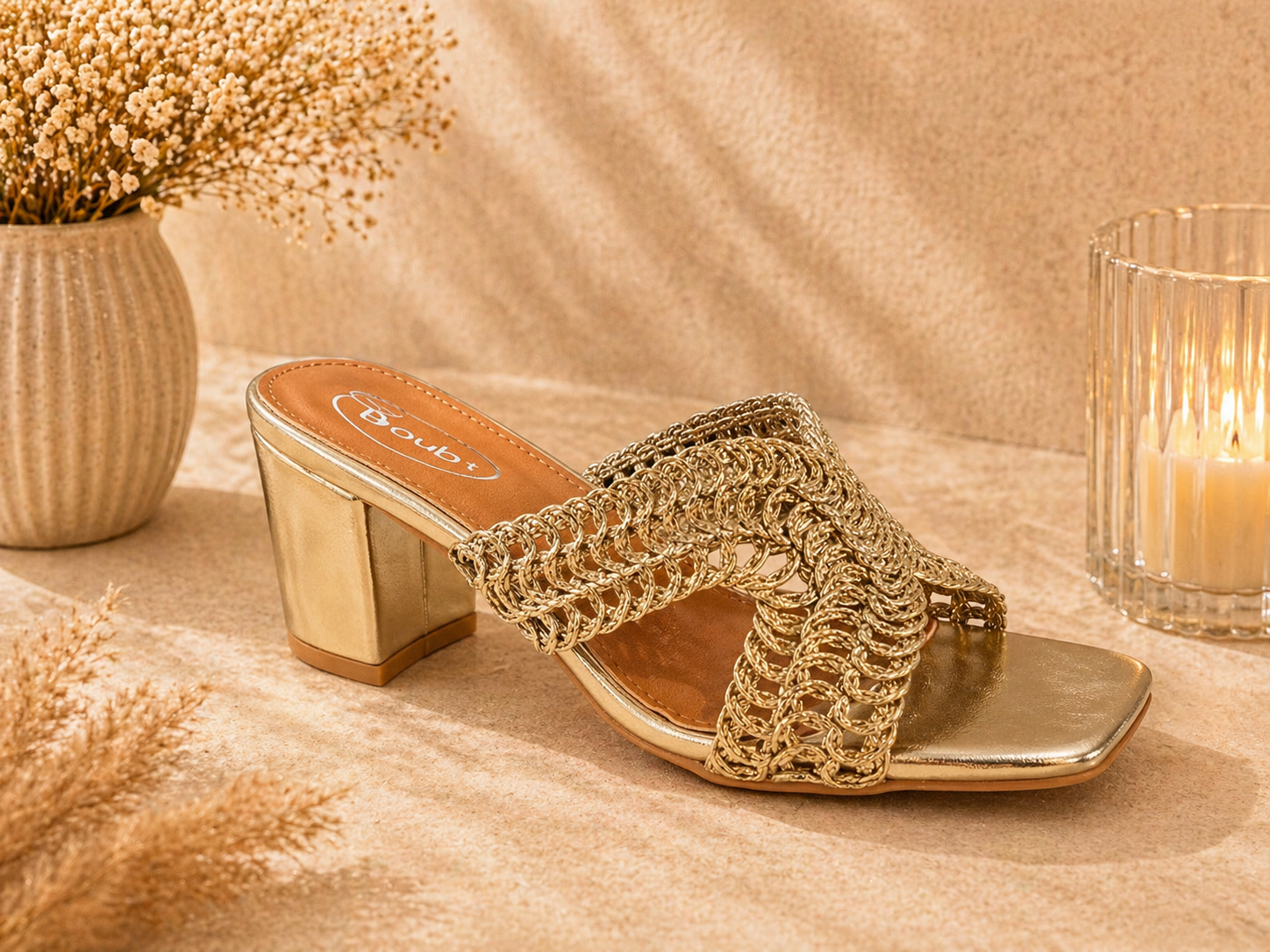 Chunky Heel Mule Sandals