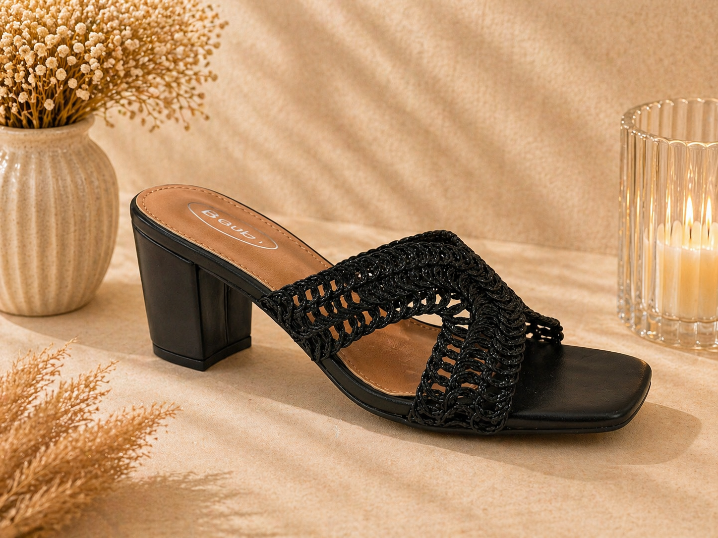 Chunky Heel Mule Sandals
