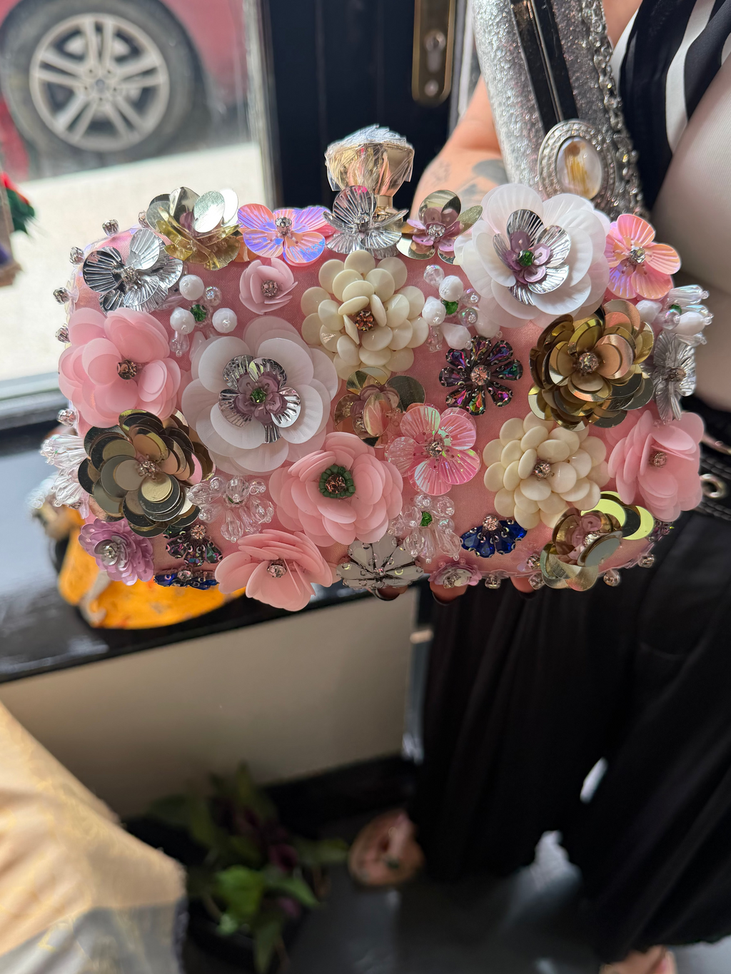 Floral Crystal Evening Clutch Bag