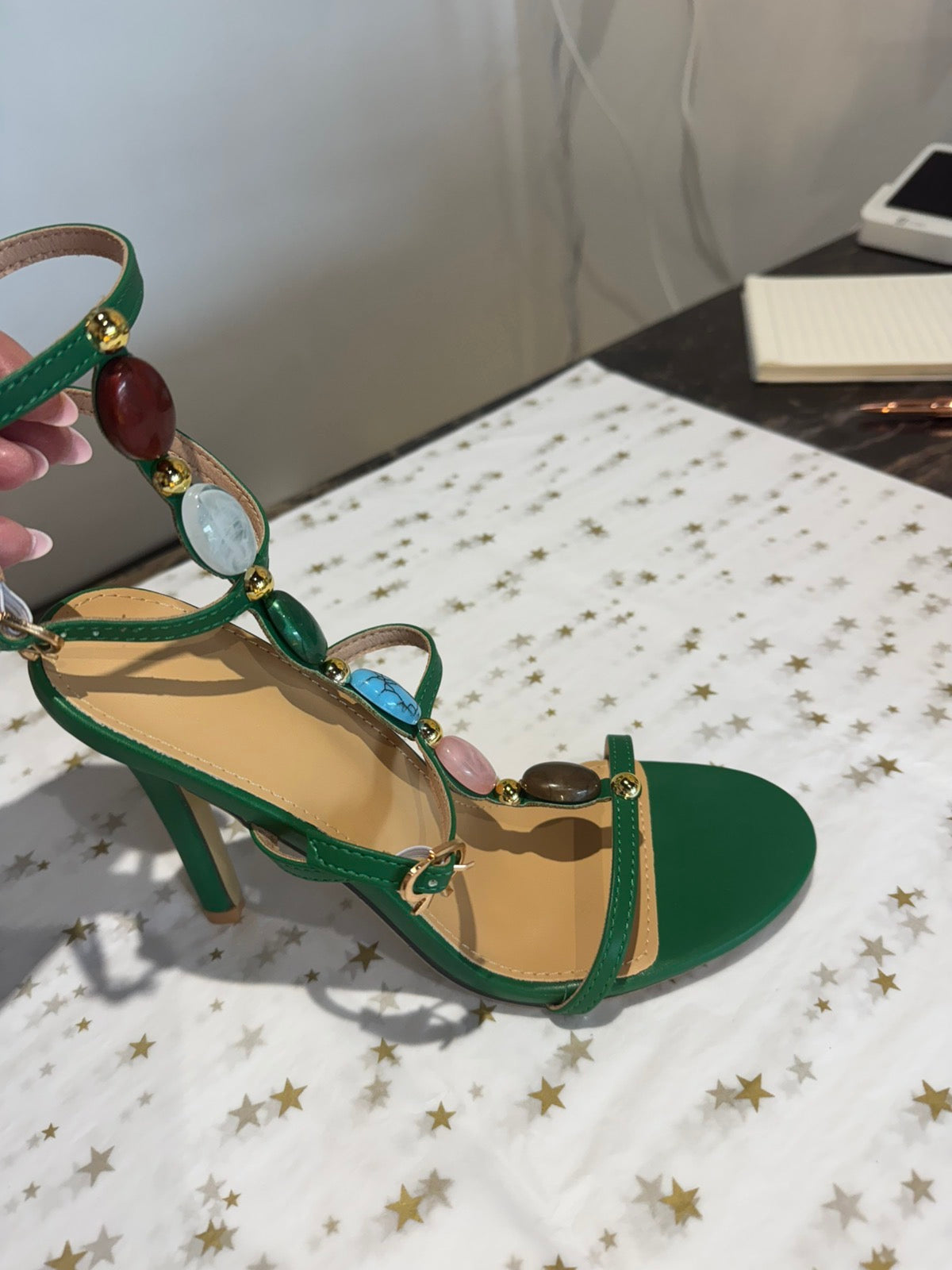 Elegant Jewel Embellished Party Heels