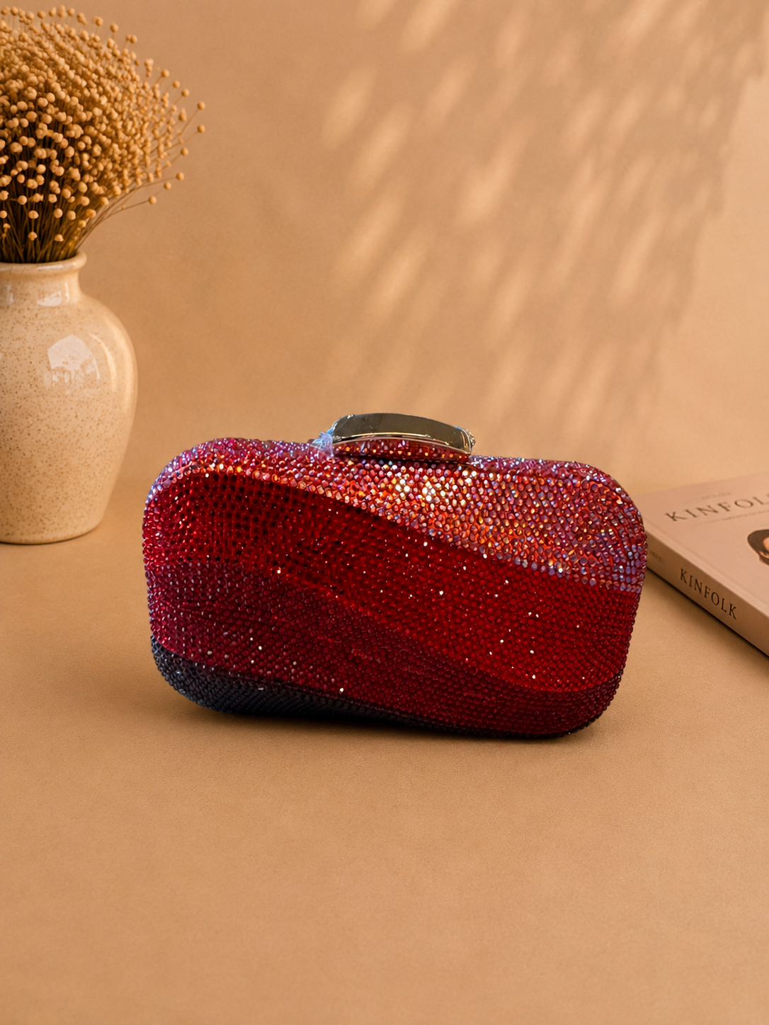 Red Rhinestone Evening Clutch Bag
