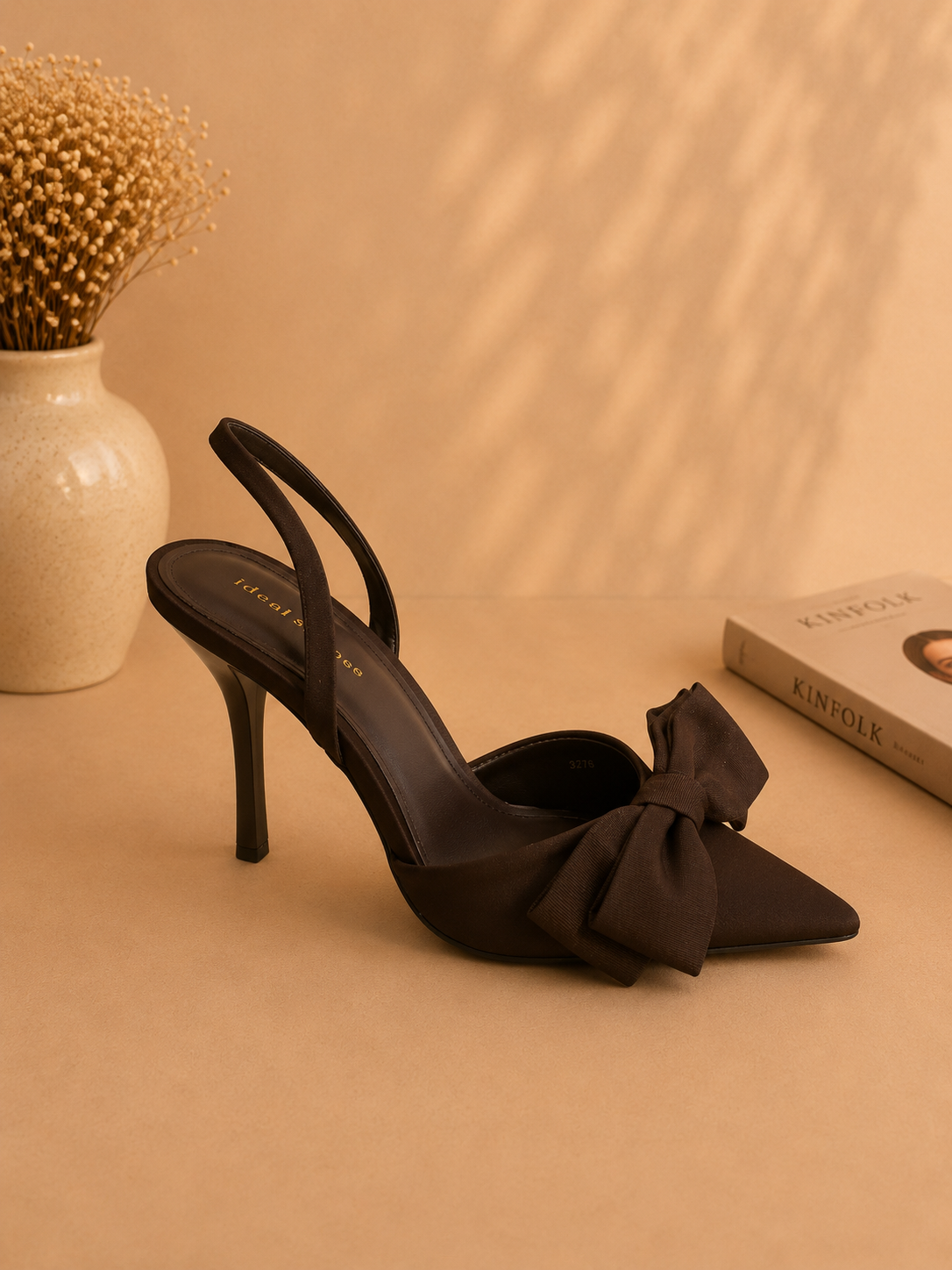 Bow detail slingback heels