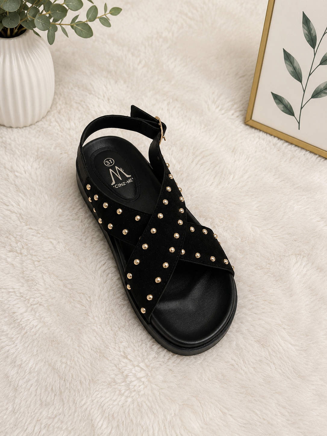 Gold studded sandals